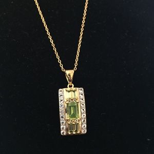Manchurian Peridot, White Topaz 18K/Silver Pendant